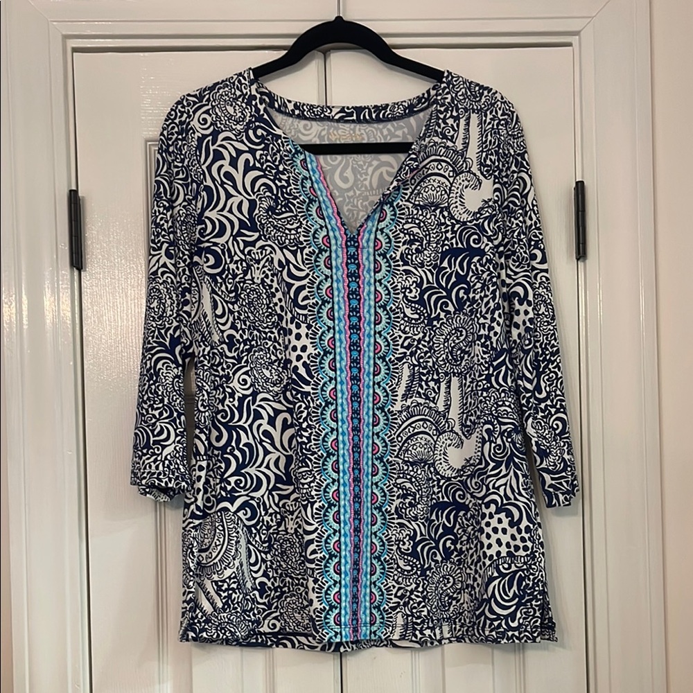 LILLY PULITZER Karina ChillyLilly Tunic High Tide Top Sz. M